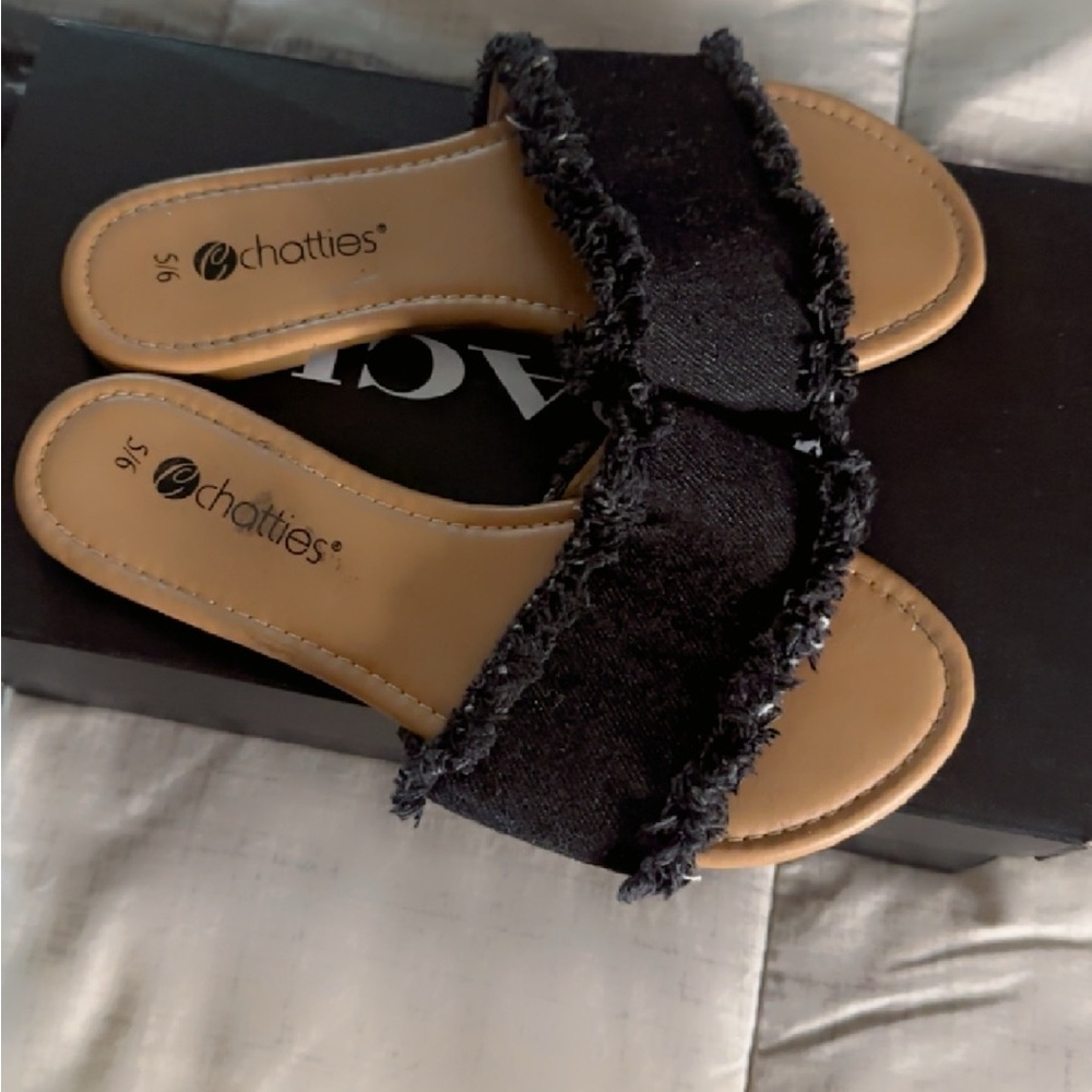Jean Black Sandals